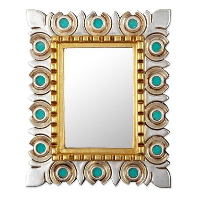 Alternate image for Reverse Painted Glass Wood Bronze Aluminum Leaf Wall Mirror Marine Flair