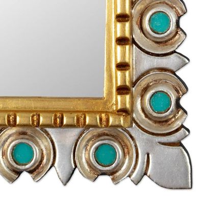 Alternate image for Reverse Painted Glass Wood Bronze Aluminum Leaf Wall Mirror Marine Flair