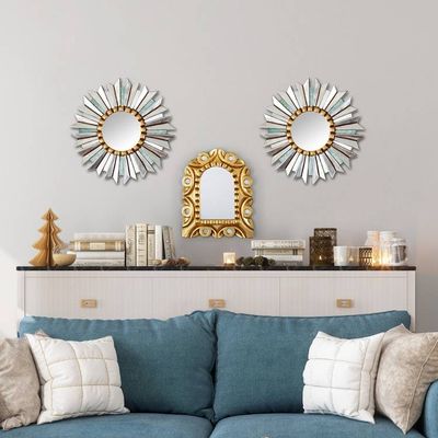 Alternate image for Window-Shaped Antique Gilded Bronze Wood Wall Mirror Golden Window