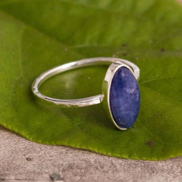 Alternate image for Sterling Silver and Sodalite Cocktail Ring From Peru Andes Night Sky