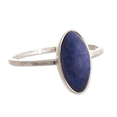 Alternate image for Sterling Silver and Sodalite Cocktail Ring From Peru Andes Night Sky