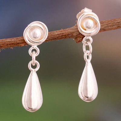 Primary image for Teardrop Polished Sterling Silver Dangle Earrings from Peru Tranquil Radiance