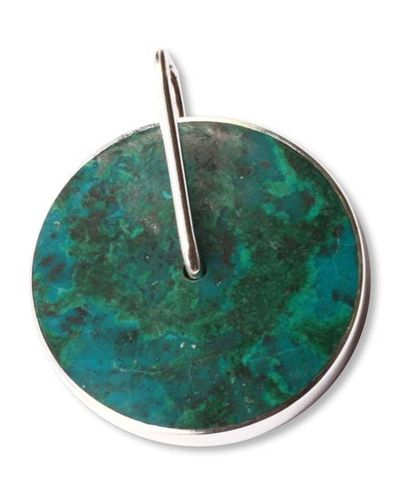 Alternate image for Handmade Modern Fine Silver Chrysocolla Pendant Magic Circle