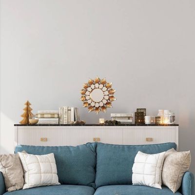 Alternate image for Sun-Themed Bronze-Gilded Antique-Finished Wood Wall Mirror Andean Sun