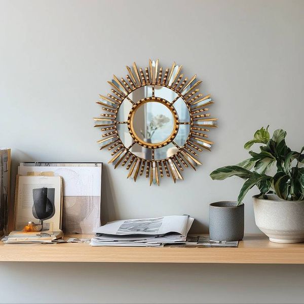 Alternate image for Gilded Wall Accent Mirror Light of Hope
