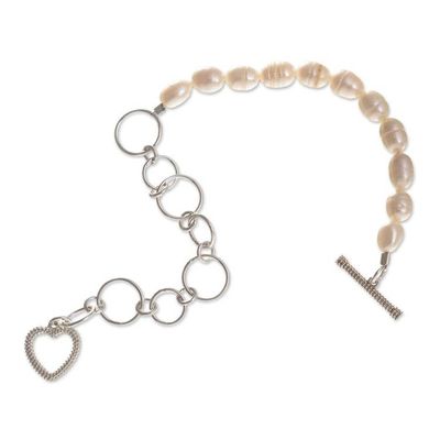 Alternate image for Sterling and Cultured Pearl Bracelet Love United