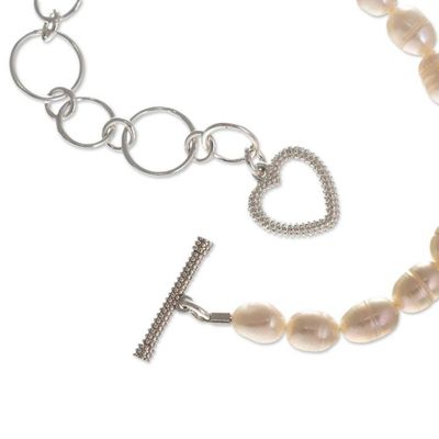 Alternate image for Sterling and Cultured Pearl Bracelet Love United