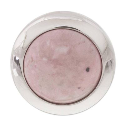 Alternate image for Circular Natural Rhodonite Cocktail Ring Crafted in Peru Soft Energy