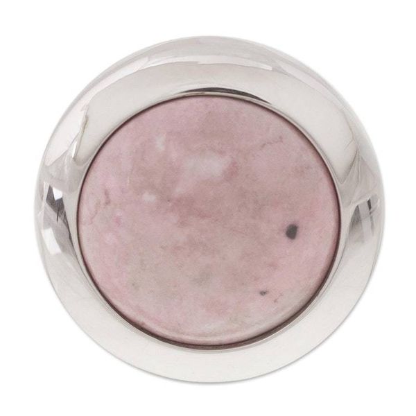 Alternate image for Circular Natural Rhodonite Cocktail Ring Crafted in Peru Soft Energy