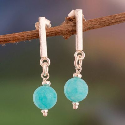 Primary image for Textured Amazonite Sterling Silver Dangle Earrings from Peru Oceanic Beauty