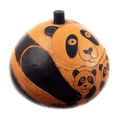 Alternate image for Fair Trade Handcrafted Dried Mate Gourd Panda Decorative Box Panda Embrace