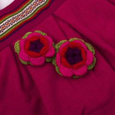 Alternate image for Flower Motif Alpaca Blend Fuchsia Shoulder Bag from Peru Fuchsia Floral Magic