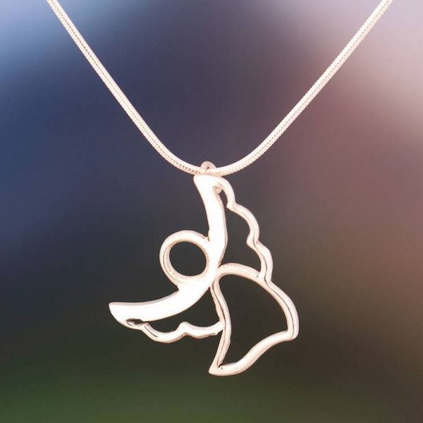 Alternate image for Angelic Protection Sterling Silver Pendant Necklace Angel Beside Me