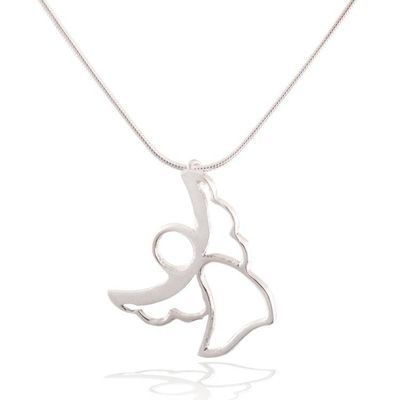Alternate image for Angelic Protection Sterling Silver Pendant Necklace Angel Beside Me