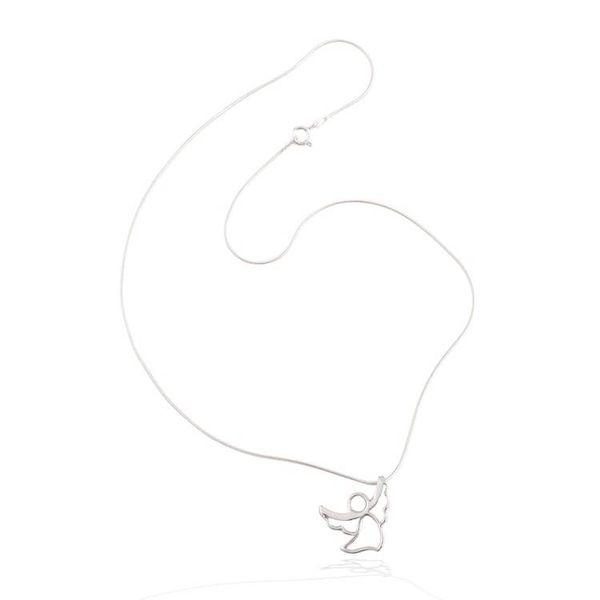 Alternate image for Angelic Protection Sterling Silver Pendant Necklace Angel Beside Me