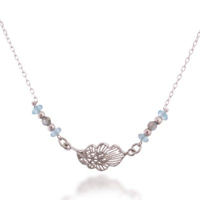 Primary image for Fantasy Sea-Inspired Amazonite and Apatite Pendant Necklace Marine Leaves