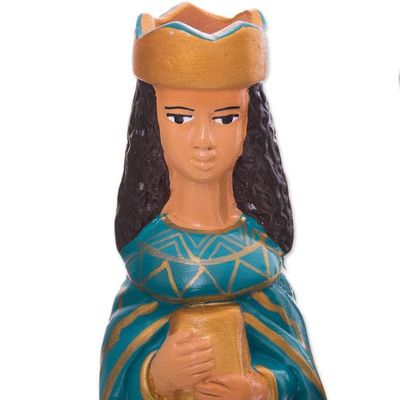 Alternate image for Handcrafted Ceramic Nativity Scene in Blue Set of 8 Arrival of Jesus