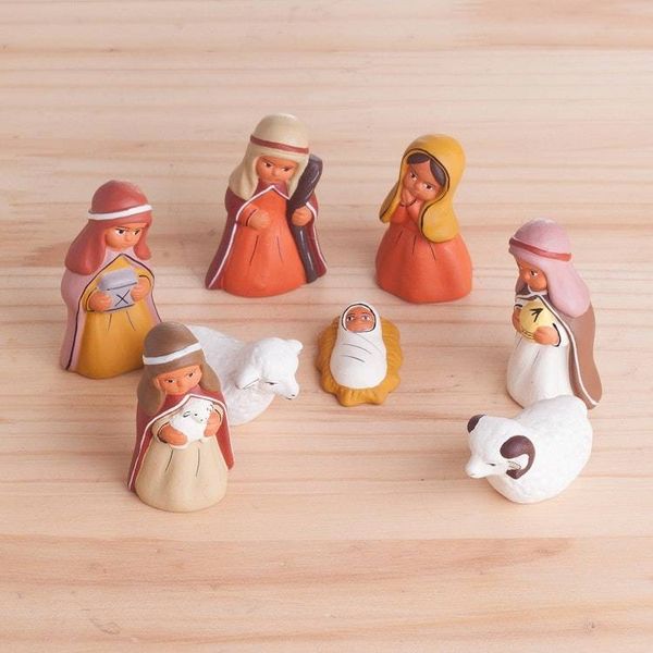 Alternate image for Hand-Painted Ceramic Arabic Nativity Scene from Peru Arabic Nativity