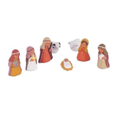 Alternate image for Hand-Painted Ceramic Arabic Nativity Scene from Peru Arabic Nativity