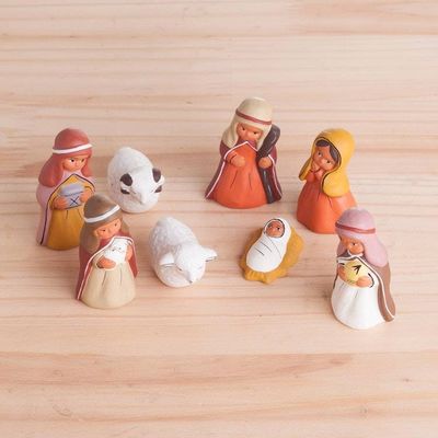 Alternate image for Hand-Painted Ceramic Arabic Nativity Scene from Peru Arabic Nativity