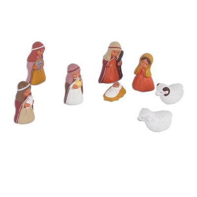 Alternate image for Hand-Painted Ceramic Arabic Nativity Scene from Peru Arabic Nativity