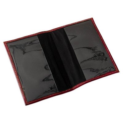 Alternate image for Chakana-Themed Burgundy Leather Passport Cover from Peru Chakana Tapestry