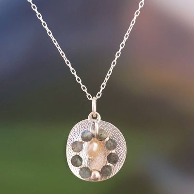 Primary image for White Cultured Pearl and Natural Apatite Pendant Necklace Ocean Truth