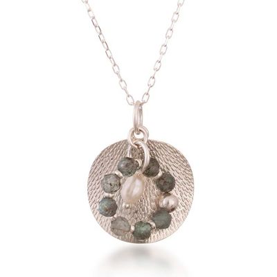 Alternate image for White Cultured Pearl and Natural Apatite Pendant Necklace Ocean Truth