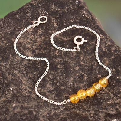 Primary image for Sterling Silver Pendant Bracelet with Citrine Gemstones Enchanting Aura