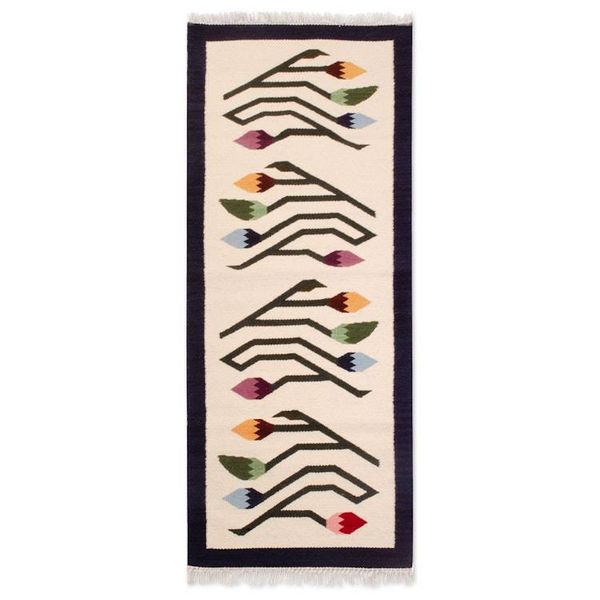 Alternate image for Handcrafted Floral Wool Area Rug 2x5.5 Spring Buds
