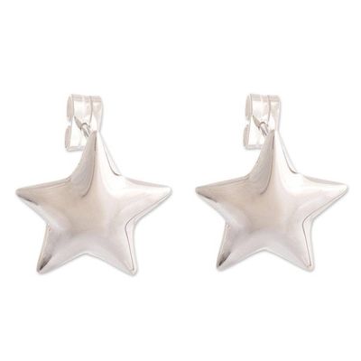 Alternate image for Sterling Silver Stud Earrings with Shiny Stars from Peru Star Struck