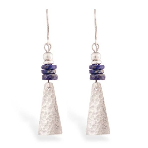 Alternate image for Pyramid-Inspired Modern Lapis Lazuli Silver Dangle Earrings Pyramids of Intuition