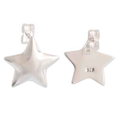 Alternate image for Sterling Silver Stud Earrings with Shiny Stars from Peru Star Struck