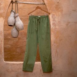 Image for Woven Mens 100 Cotton Pants Dyed in a Laurel Green Hue Washed Laurel