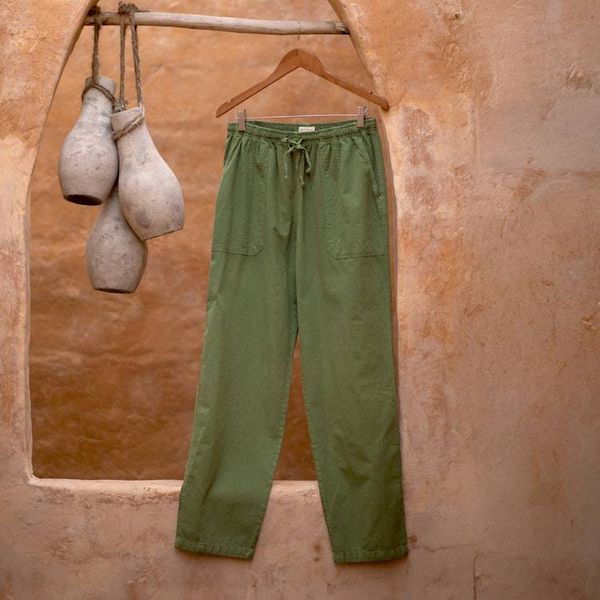 Alternate image for Woven Mens 100 Cotton Pants Dyed in a Laurel Green Hue Washed Laurel