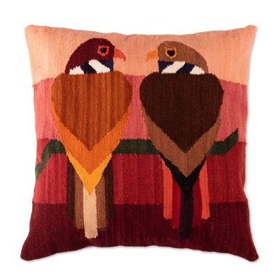 Alternate image for Nature-Themed Wool Falcon Cushion Cover in a Warm Palette Evening Falcons