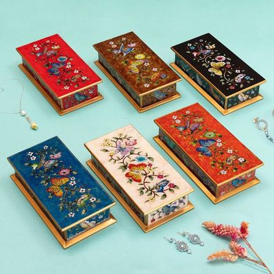 Alternate image for Red Butterfly-Themed Reverse-Painted Glass Box Butterflies on Scarlet