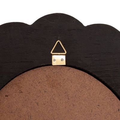 Alternate image for Red Floral Bronze-Gilded Reverse-Painted Glass Wall Mirror Flowery Arrangement