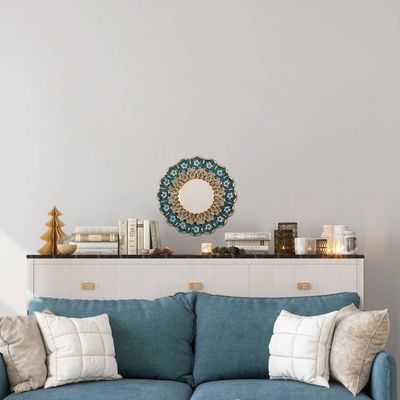 Alternate image for Bronze-Gilded Reverse-Painted Glass Mirror with Floral Theme Bloomy Arrangement