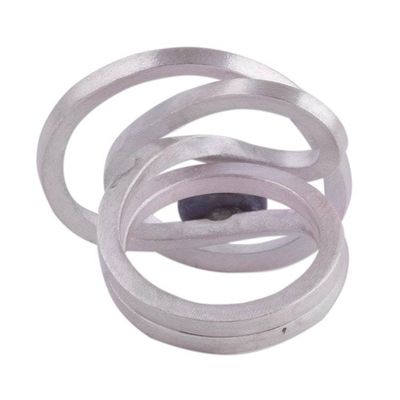 Alternate image for Abstract Style Sterling Silver Grey Pearl Cocktail Ring Dark Amazon Nest