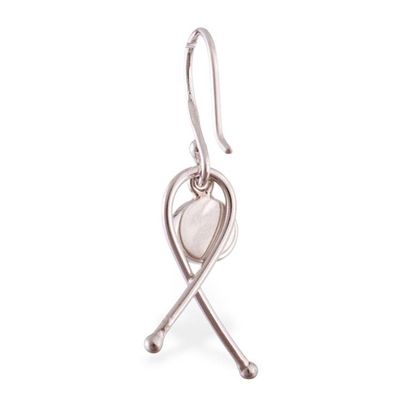 Alternate image for Modern Natural Rhodonite Cabochon Dangle Earrings from Peru Knots of Compassion