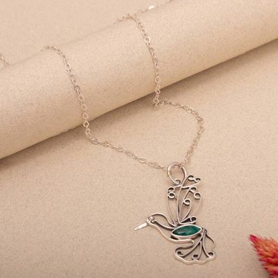 Alternate image for Hummingbird-Shaped Natural Chrysocolla Pendant Necklace Sacred Flight