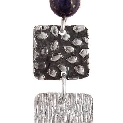 Alternate image for Textured Sterling Silver and Lapis Lazuli Dangle Earrings True Root