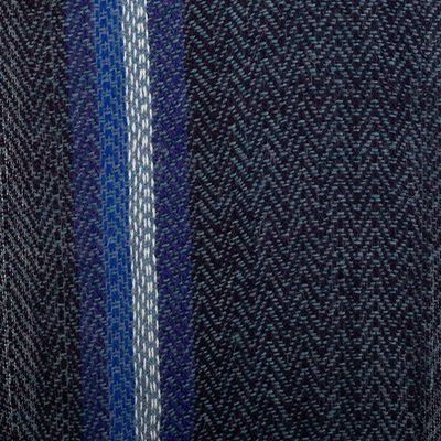 Alternate image for Blue and Ivory 100 Alpaca Striped Scarf Hand-Woven in Peru Seabed