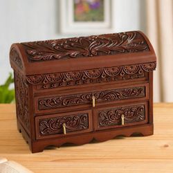 Image for Forest Pattern Leather and Cedarwood Jewelry Chest Paradise in the Forest