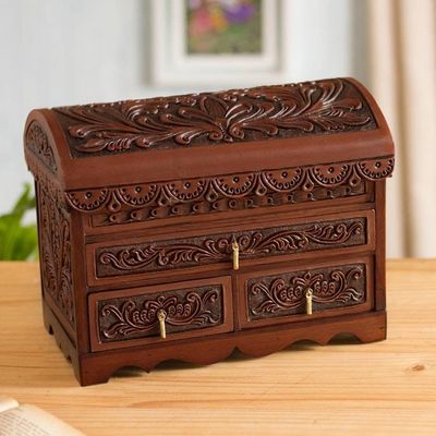 Primary image for Forest Pattern Leather and Cedarwood Jewelry Chest Paradise in the Forest