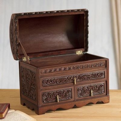 Alternate image for Forest Pattern Leather and Cedarwood Jewelry Chest Paradise in the Forest