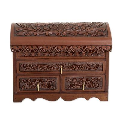 Alternate image for Forest Pattern Leather and Cedarwood Jewelry Chest Paradise in the Forest