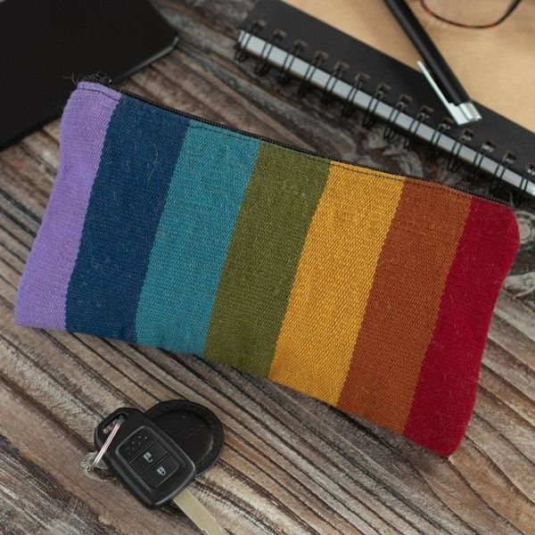 Alternate image for Handloomed Multicolored Wool Clutch Peruvian Rainbow