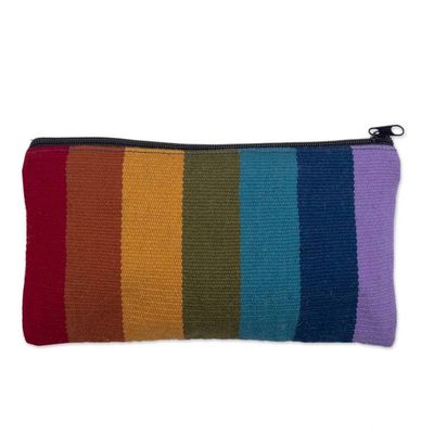 Alternate image for Handloomed Multicolored Wool Clutch Peruvian Rainbow